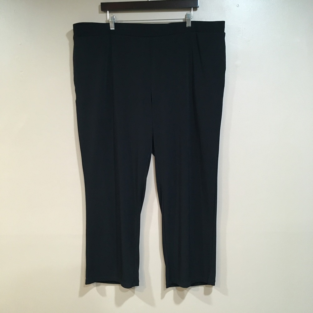 Susan Graver Liquid Knit Dress Pants Womens 2X Petite Black Minimalist Travel